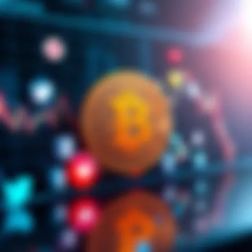 A chart showing Bitcoin's price fluctuations with social media logos around it, illustrating the impact of social media on the crypto market.
