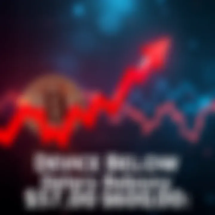 A graph showing Bitcoin's value dropping below $70,000 with a red downward arrow.