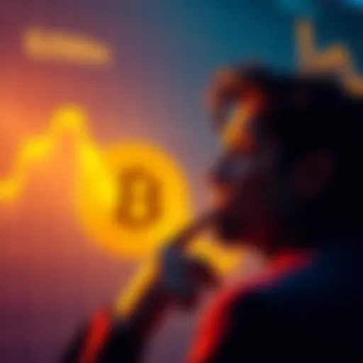 A person contemplating whether to sell or hold Bitcoin as its price approaches $250k, with a graph showing a rising trend in the background.