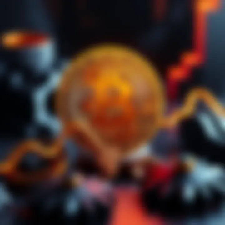 Graphic showing Bitcoin logo with a downward arrow symbolizing its price drop of 40%