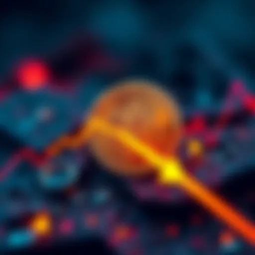 Bitcoin symbol with a downward arrow indicating price drop amid war concerns