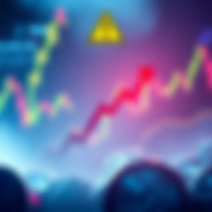 Bitcoin price drop A graphic showing Bitcoin's value decreasing with a market chart in the background and a caution symbol above.