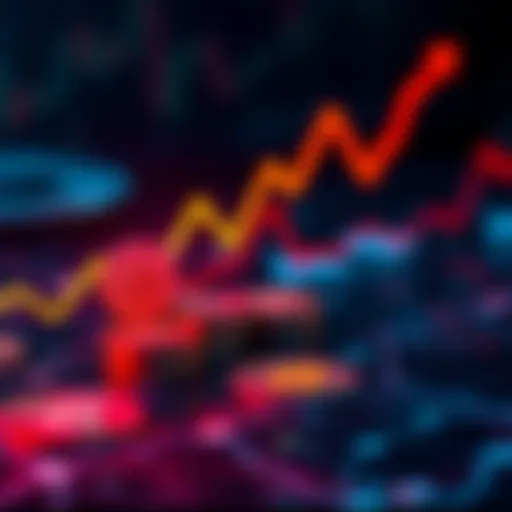 A graphic showing a downward trend line with Bitcoin symbols and a small stack of coins, representing falling Bitcoin prices.