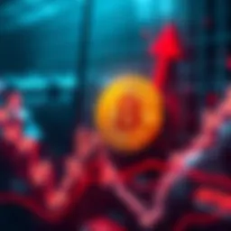 Chart showing Bitcoin price plummeting, indicating a significant decline in value with a downward trend