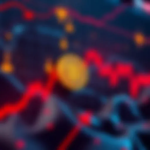 Graph showing Bitcoin price falling below $82,000 with a red downward trend line