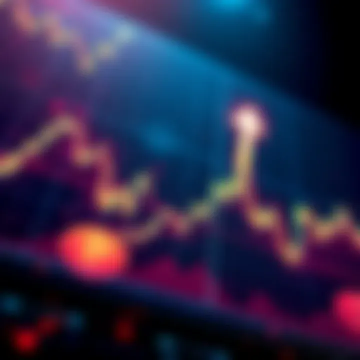 Bitcoin Price Fluctuations A graph showing sharp price changes of Bitcoin with arrows indicating rises and falls, reflecting market volatility