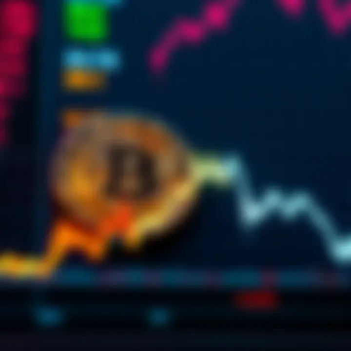 A visual representation of Bitcoin values being suppressed, showing a Bitcoin symbol and a downward trend line on a chart.