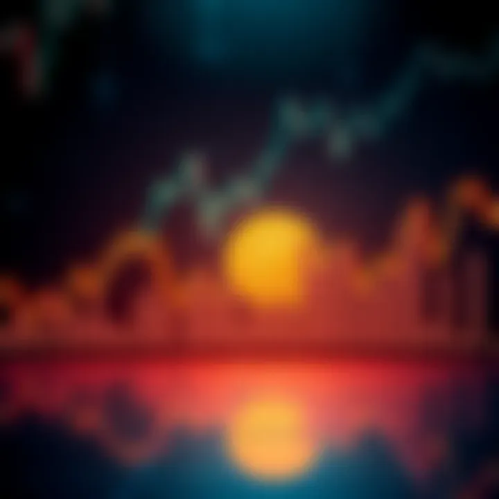 A graph showing fluctuating Bitcoin prices with upward and downward trends, indicating market predictions