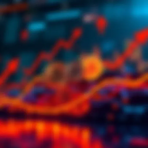 Graphic showing different Bitcoin price predictions with arrows indicating price movements