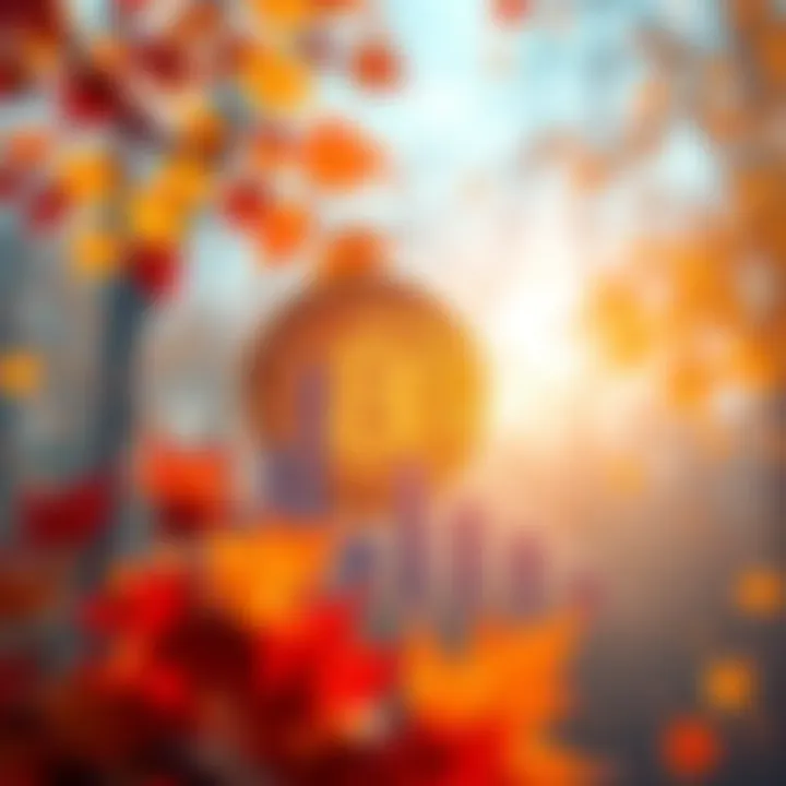 A graphic showing rising Bitcoin charts with a backdrop of October leaves, symbolizing excitement in the crypto market.