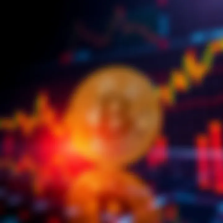 Bitcoin logo with graphs showing a sharp increase in value due to news of Iran's Supreme Leader's death