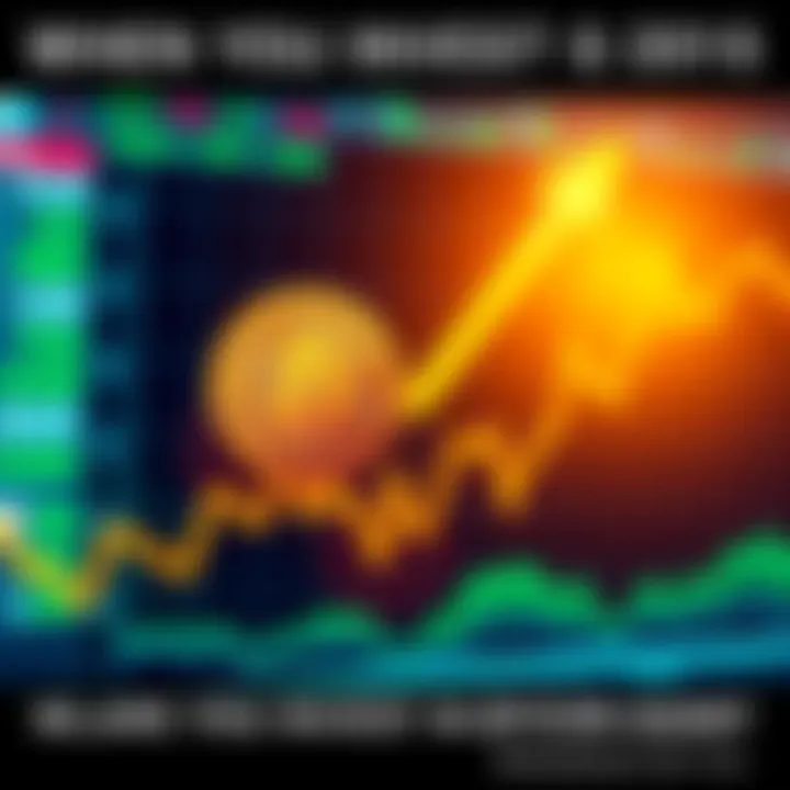 Bitcoin Price Surge A chart showing the rising price of Bitcoin with arrows indicating upward trends and possible investment points.