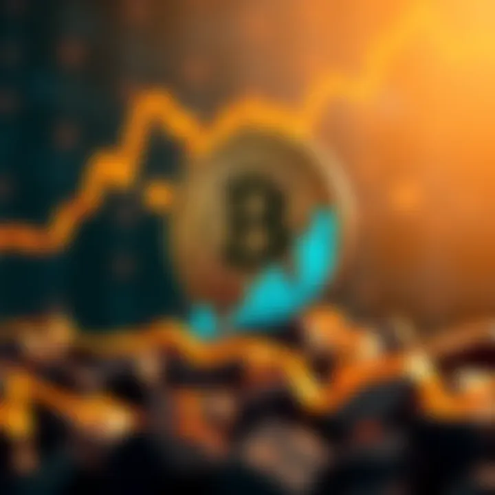 Bitcoin symbol with a rising chart showing an increase in value