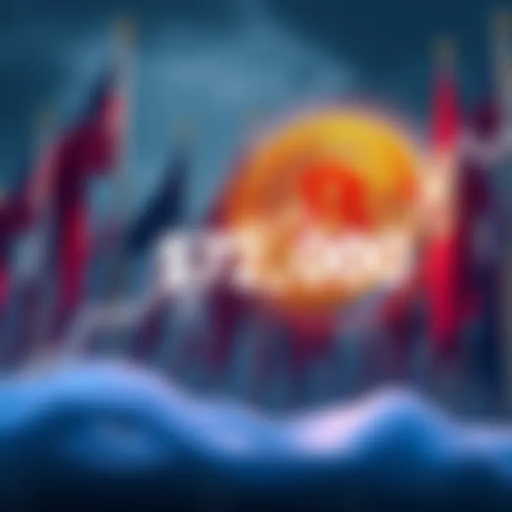 Graph showing Bitcoin price rising past $72,000 with a background of flags symbolizing peace and diplomacy, representing the ceasefire announcement.