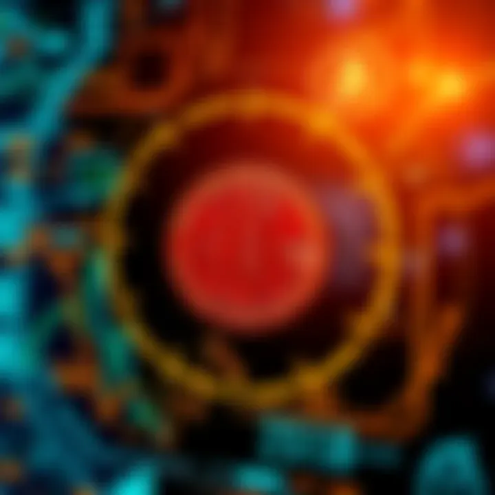 A digital screen showing a locked symbol with Bitcoin graphics when Z-Score exceeds +1.0, representing restricted buying during high prices.