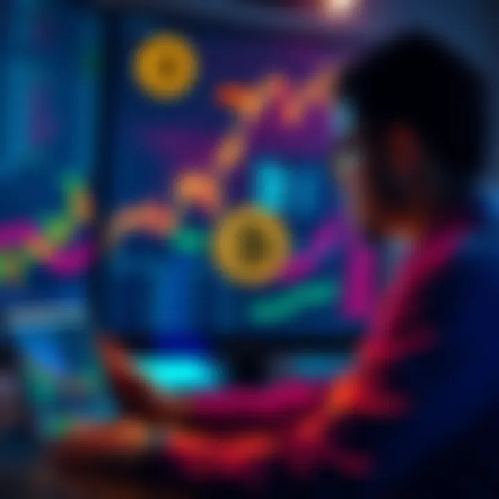 Bitcoin Purchase Reflection A person analyzing Bitcoin market trends with charts and graphs, contemplating their $110K investment in BTC.