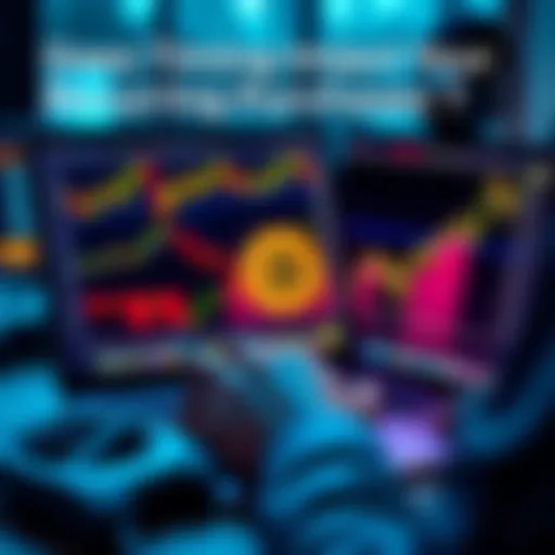 A person analyzing bitcoin market trends on a laptop with charts and graphs on the screen