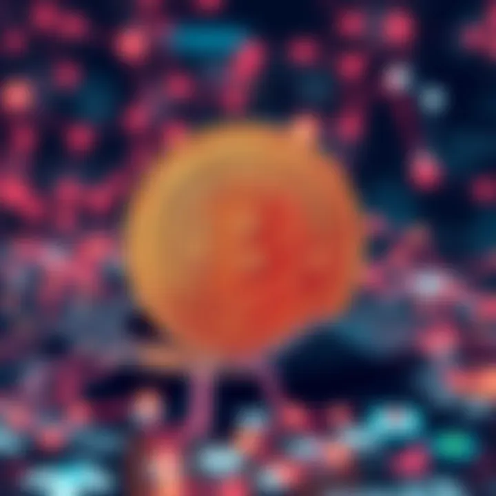A visual representation of Bitcoin with an overlay of quantum computing symbols, highlighting risks to cryptocurrency security and stability