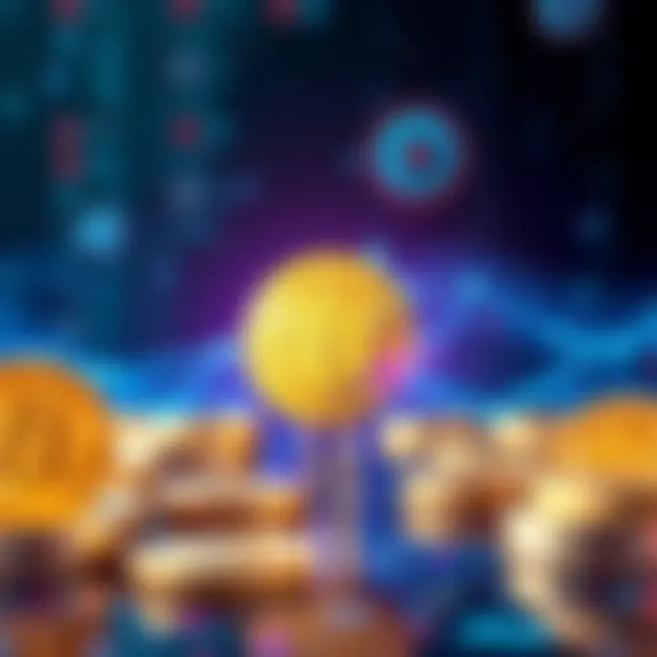 A graphic representation of Bitcoin symbols with a backdrop of quantum computing elements, illustrating the potential conflict between digital currencies and emerging technology.