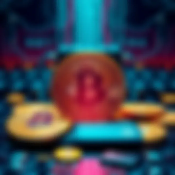 A visual representation of Bitcoin at risk from quantum computing, with a quantum computer image looming over Bitcoin symbols and wallets.