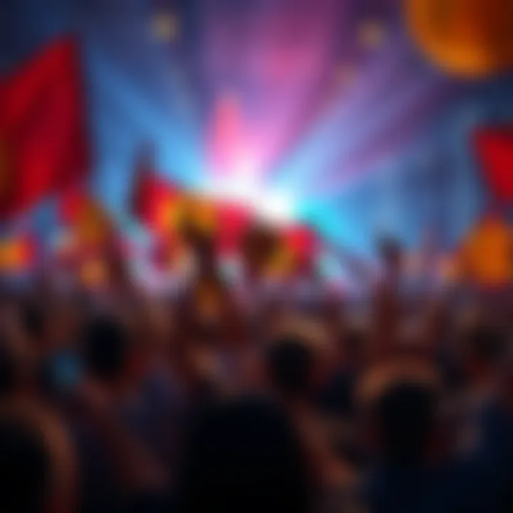 Group of Bitcoin supporters cheering with banners and flags at a rally for Bitcoin's surge in 2025.