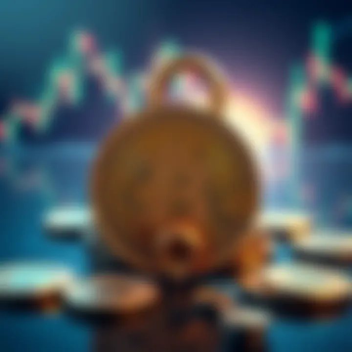 Concept illustration showing Bitcoin coins with a lock and key, symbolizing the recovery of funds from the Mt. Gox hack.