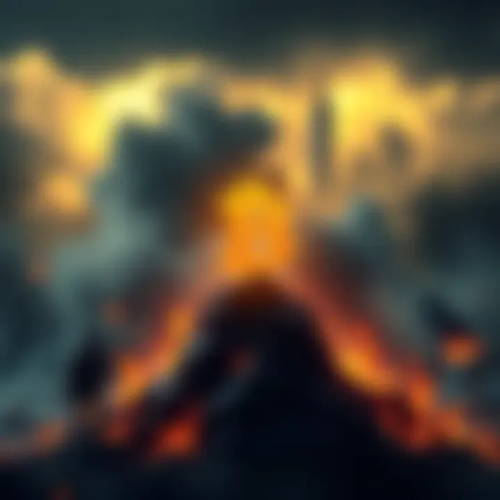 Bitcoin symbol shines above a turbulent background representing war and economic struggles