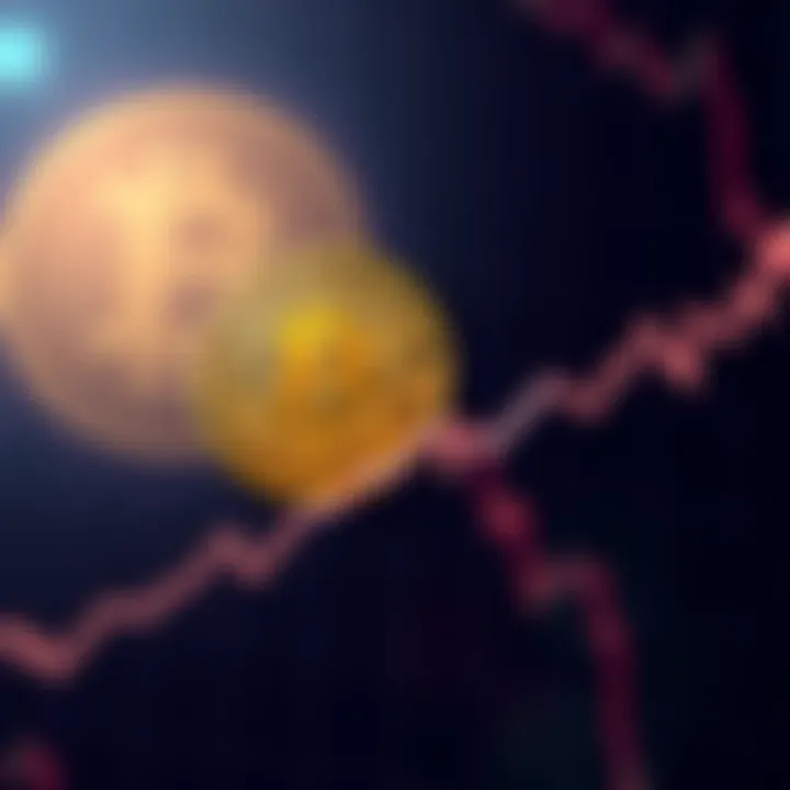 A graph showing an upward trend in Bitcoin prices with a digital currency symbol in the background