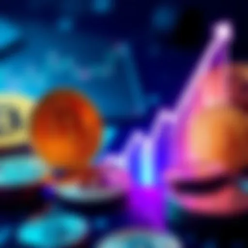 An illustration of Bitcoin coins with a graph showing upward trends, representing discussions about its value.