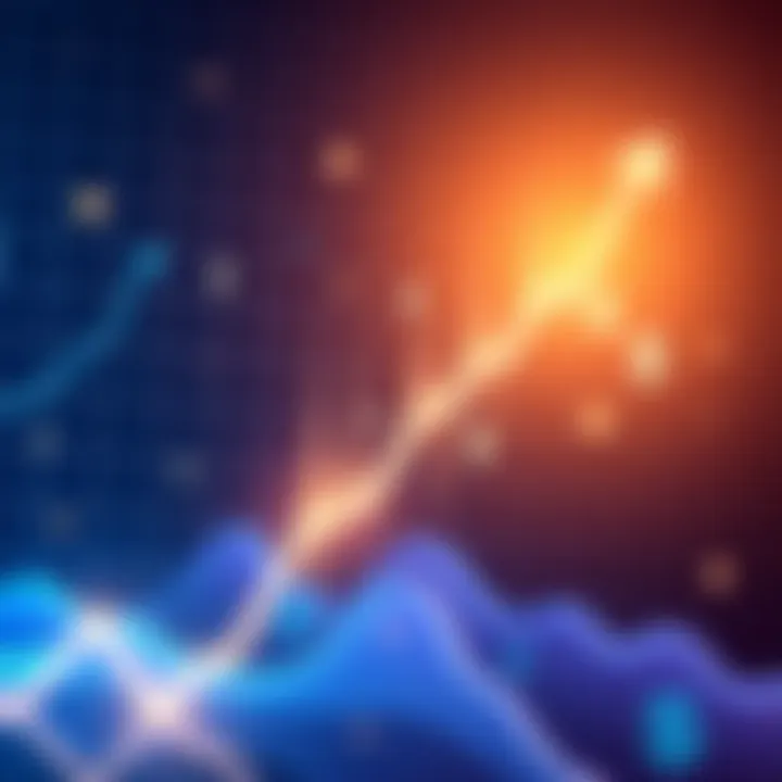 A graph showing Bitcoin's price increase with an upward trend and dollar signs, symbolizing a bullish forecast