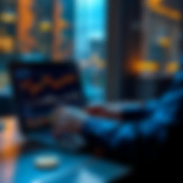 A person analyzing Bitcoin security risks on a laptop with charts and graphs