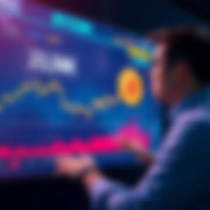 A graph showing the sale of 3,588 Bitcoin, highlighting the total of $216 million and a person reviewing financial data in front of a digital screen.