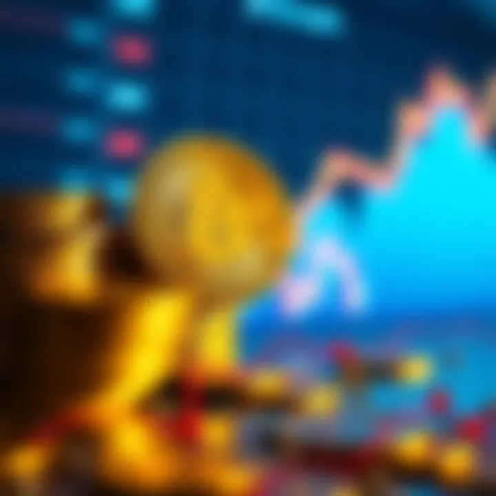 A visual representation of Bitcoin coins with a downward trend graph in the background, symbolizing a sale in the market