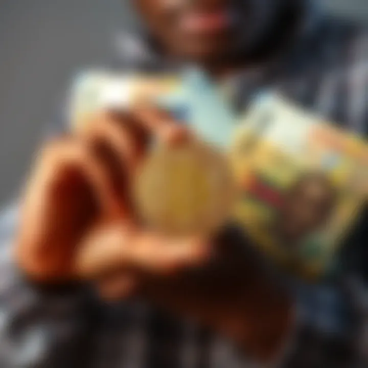 A person holding a Bitcoin symbol in front of Zimbabwean currency notes, reflecting cryptocurrency's impact on local economy