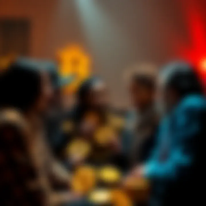 People saving Bitcoin for financial independence Group of diverse individuals discussing Bitcoin savings for early retirement