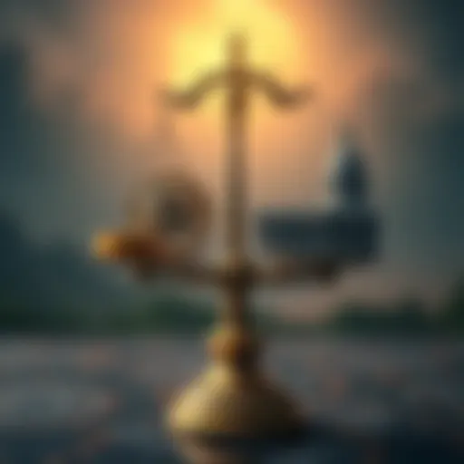 A scale balancing Bitcoin coins on one side and institutional buildings on the other, symbolizing the growing investment by institutions