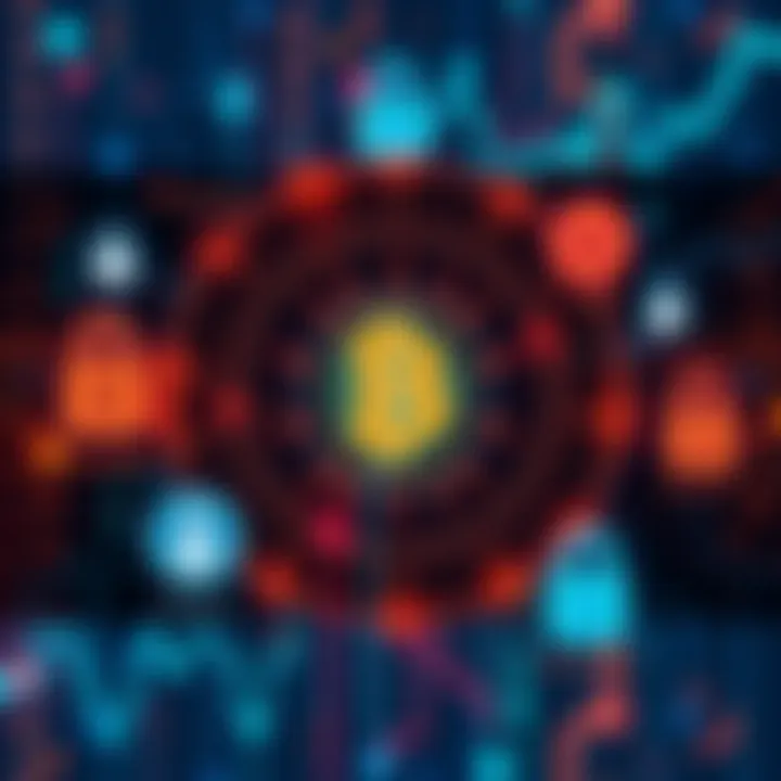 A graphic showing various security measures for Bitcoin platforms, such as strong passwords and two-factor authentication, with a Bitcoin symbol in the center