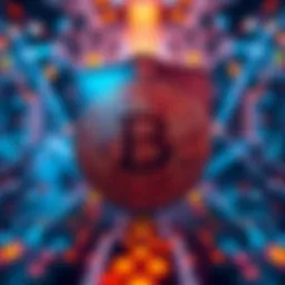 A graphic showing the Bitcoin symbol overlaid with a digital shield and quantum computing elements, illustrating the risks of quantum technology to Bitcoin's security.