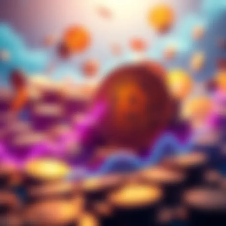 Illustration showing a graph with a downward trend symbolizing Bitcoin's recent sell-off, with coins being sold off in the background