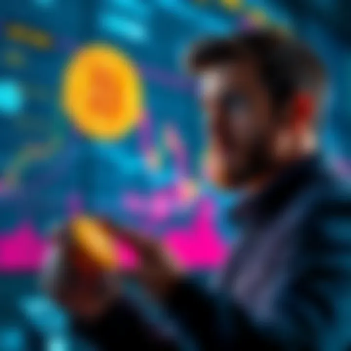 A person looking at a graph showing Bitcoin price fluctuations with a concerned expression.