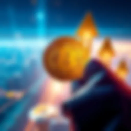 A graphic showing the Bitcoin symbol with arrows pointing upward, indicating growth and safety for investors.