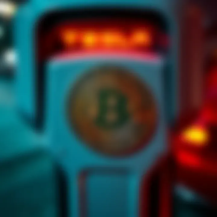 Well-crafted Bitcoin stickers placed on a Tesla supercharger in Los Angeles