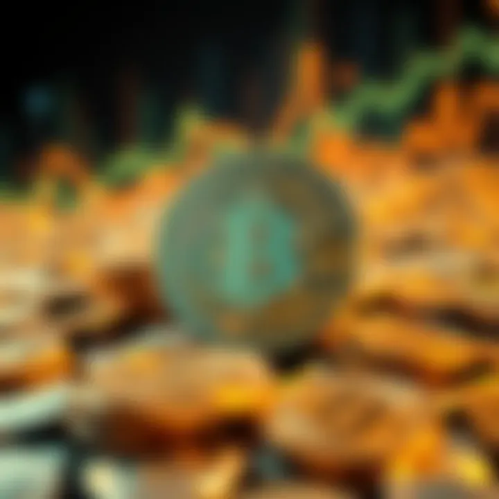 A visual representation of 21 million Bitcoins with a digital background emphasizing cryptocurrency.