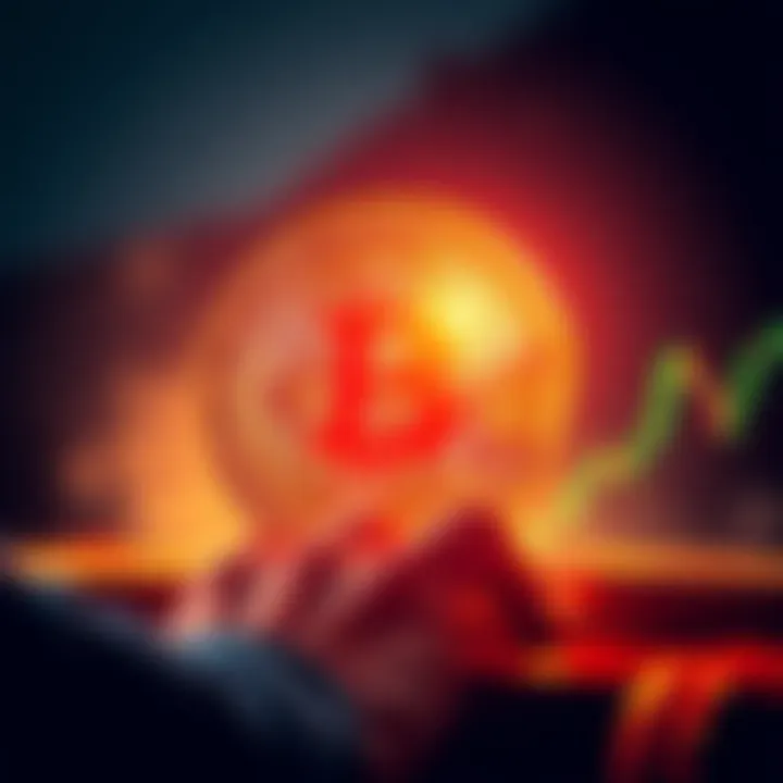 Bitcoin symbol with a graph showing support at $68,000