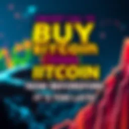 A vibrant graphic showing a rising Bitcoin chart with bold text urging immediate investment