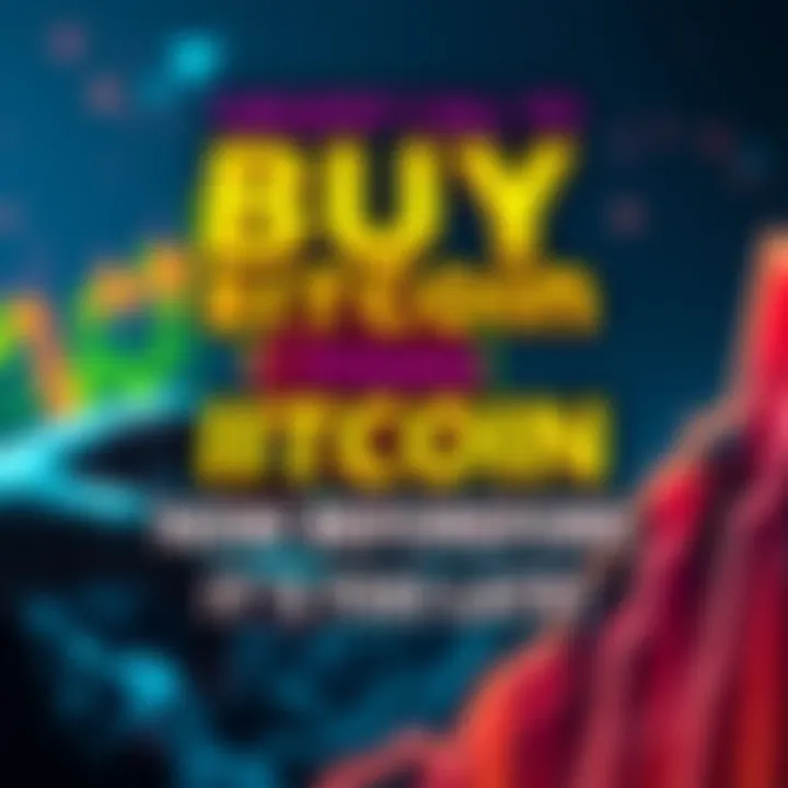 A vibrant graphic showing a rising Bitcoin chart with bold text urging immediate investment