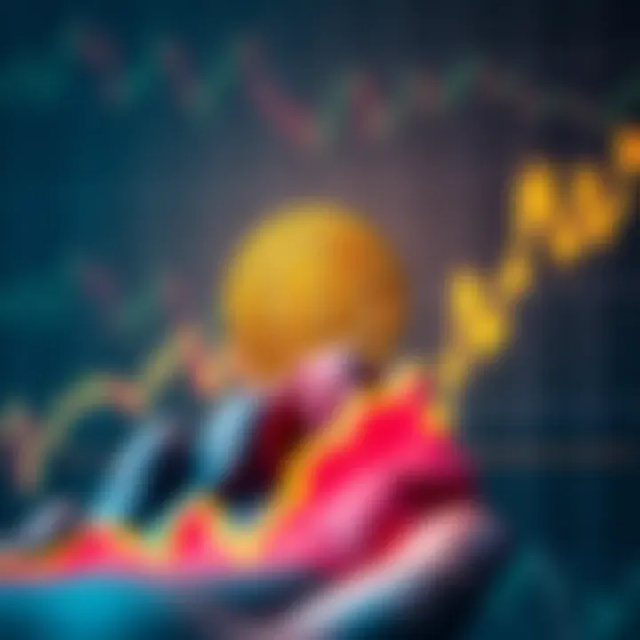 A Bitcoin symbol rising above a fluctuating financial chart, showing growth and resilience in the cryptocurrency market.