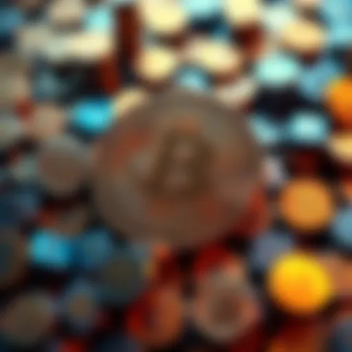 A Bitcoin symbol surrounded by various currency symbols, representing its influence on global finance and transactions.