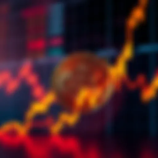 A Bitcoin symbol stands prominently above a rising market graph, reflecting its dominance in the cryptocurrency world.