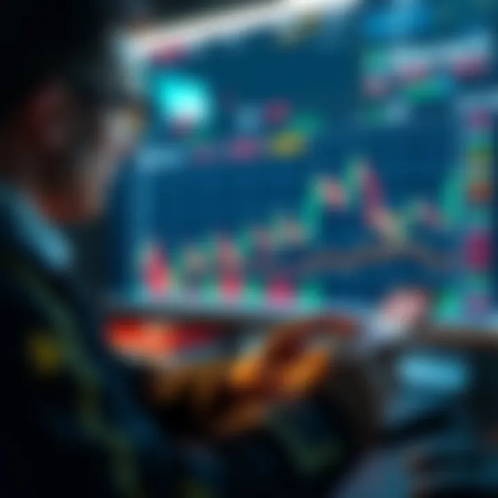 Trader reviewing Bitcoin prices with a stop loss order chart